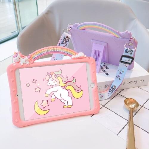 Rainbow horse Cartoon Kids Cover For iPad air 10.5 Pro 10.5 Mini Pro 11 Pro 9.7 2017 2018 7th 8th 10.2 inch Silicon Case Funda