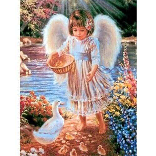 Angel Portrait Printed Fabric 11CT Cross-Stitch DIY Embroidery Kit DMC Threads Needlework Handicraft Handiwork Mulina