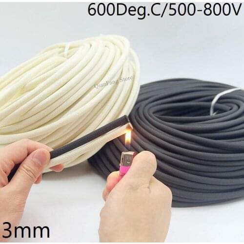 Dia 3mm Fiberglass Tube HTG Cable Sleeve Soft Chemical Fiber Glass Wire Wrap Protector Insulation High Temperature Pipe 600Deg