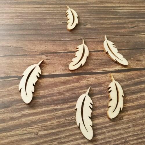 20pcs 55x20mm Wooden Leaf Wood Crafts Home Wedding Party DIY Decorations Favors Scrapbooking Card Craft Embellishments
