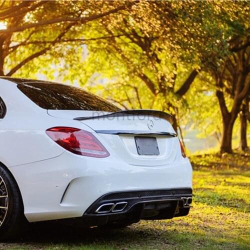For Mercedes-Benz C Class W205 C63 2016-17 Coupe 2 Door & Sedan Carbon Fiber Rear Trunk Spoiler Tail Boot Lip Wing Car Styling