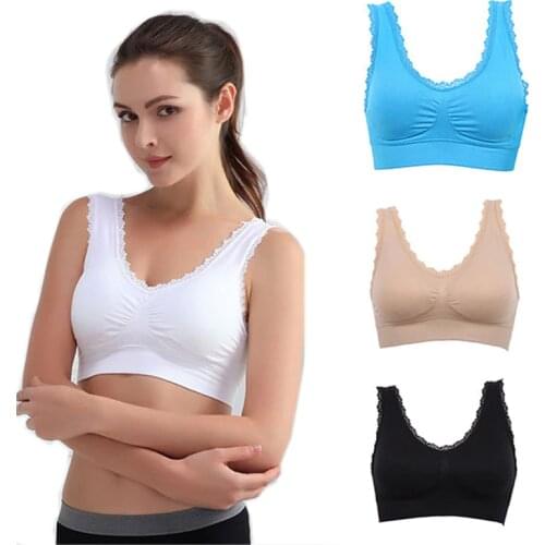 Women Breathable Bras Solid Bra Seamless Fitness Lace Bra Tops Underwear Lovely Size S M L XL XXL 3XL Y6