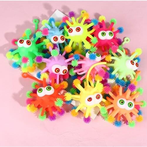1/10pcs Luminous Toys Novelty Elastic Glow Hair Ball Vent Ball Vent Ball Children Squeeze Anti Stress Toys Soft Plastic Rubber
