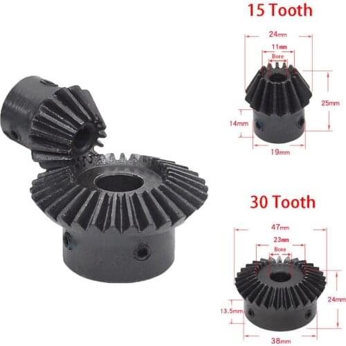 1Pcs 1.5 Module Bevel Gear 15/30 Tooth 45# Steel Mechanical Transmission Gear Bore 5-15mm
