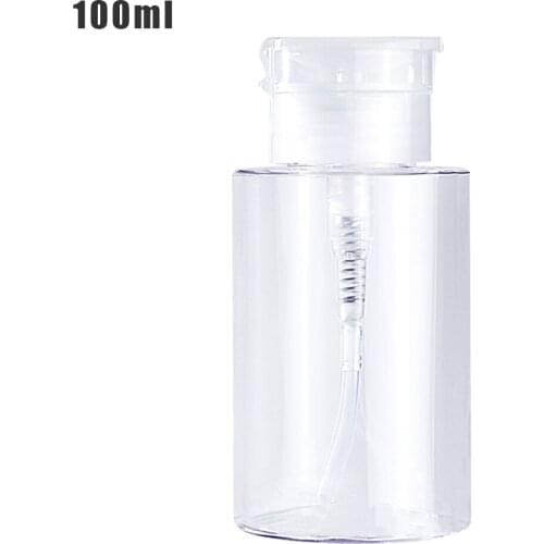 1pc 100/150/200ml Push Down Empty Pump Dispenser For Nail Polish Remover Alcohol Clear Bottle Storage Bottle