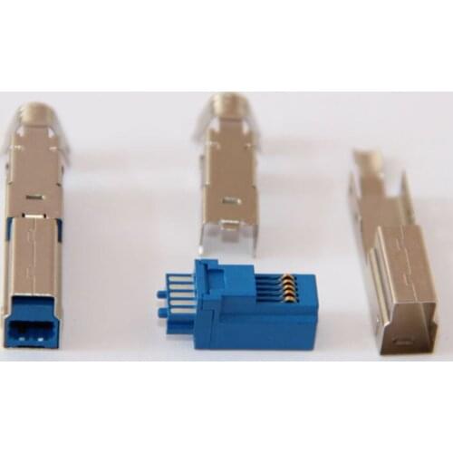 10Set USB3.0 Male Plug B-type 3.0 Square Port Printer Data Cable Connector Long Body Nickel Plated