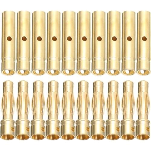 10Pair 4mm Gold Banana Plug Connectors Male Female Adapter Replacement Banana Plugs Bullet Connector Female Male for RC Battery