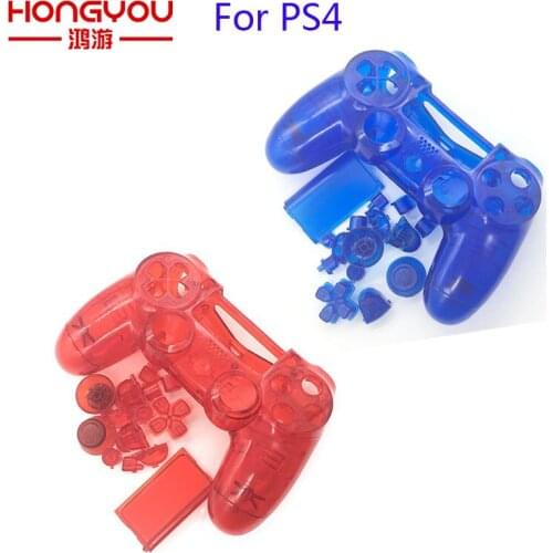 10PCS Full Set Transparent Clear Replacement Housing / Shell For PS4 Controller With Buttons