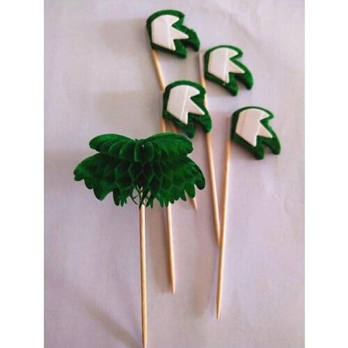 10pcs Coconut Tree Cupcake Topper Fruit Food Toothpick Hawaii Luau Beach Birthday Party Cake Decoration Picks Seaside Pool E