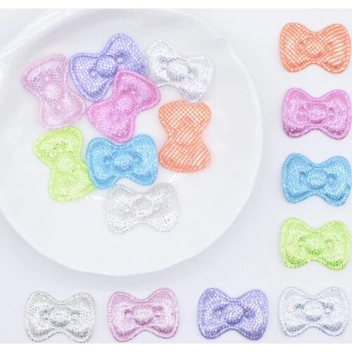 100Pcs 20*15mm Colorful Bow Tie Applique Padded Patches for DIY Party Clothes Hat Headwear Hairpin Bowknot Decor Accessories P75