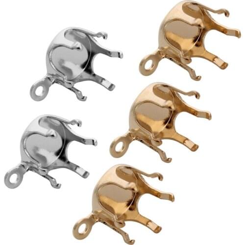 100pcs/Lot Copper Gold Silver Color Blank Claw Setting Base Clasps 5 6 8 10 12 mm Rhinestone Beads DIY Pendant Findings