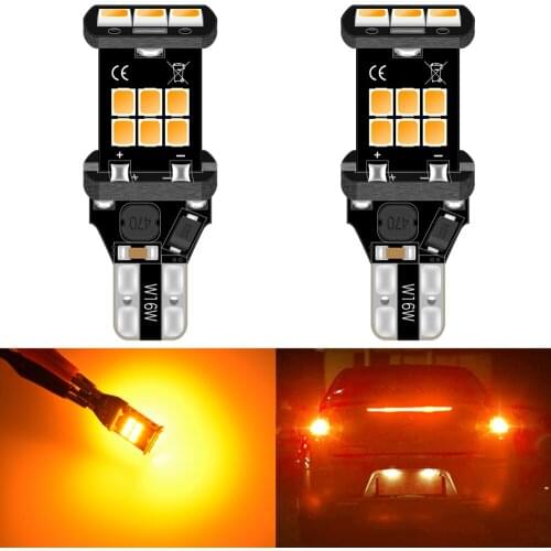 2pcs T15 Led Bulb For Reverse Backup Light T15 W16W 912 921 Led 2835-SMD Chip Canbus Error Free Tail Light Amber/Orange Lighting