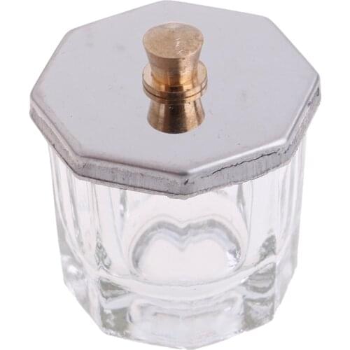 2 Types Acrylic Nail Crystal Glass Dappen Dish Bowl With Cap Liquid Powder Manicure Nail Art Tools Acrylic Powder Liquid Cups