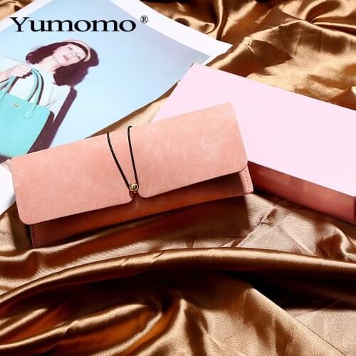 ADD LOGO Pink Sunglasses Case Portable Storage Box Female Simple Retro Fashion Frosted Leather Glasses Eyeglass Packaging