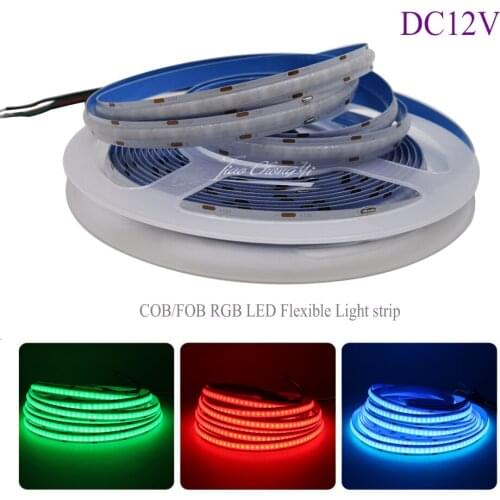 RGB DC12V 756LEDs/m High Density Flexible FOB COB Linear Led Lights Tape for Indoor Decoration Lighting 1m-5m