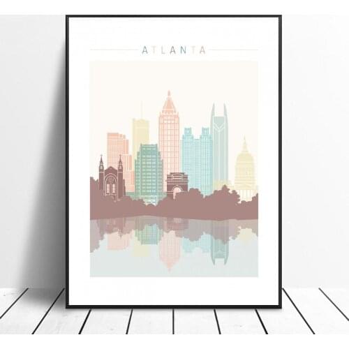 Atlanta Skyline Canvas Print Wall Art Poster Picture Modern Minimalist Bedroom Living Room Decoration No Frame