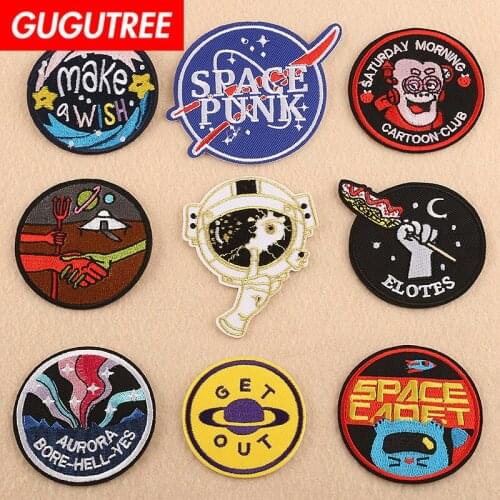 GUGUTREE embroidery star patch animal cartoon patches badges applique patches for clothing DK-33