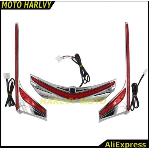 Chrome LED Motorcycle Rear Light Vertical Strip Moto Fender Brake Tail Light Signal case for Honda GL1800 F6B 2012-2016