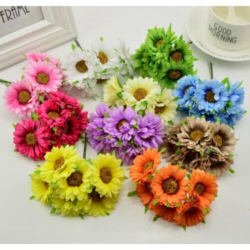 6pcs handmade gerbera fashion home garden bride diy wreath material wedding banquet decoration artificial flower scissors crown