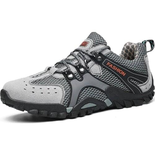 New Men Hiking shoes Outdoor Breathable anti-skid Wear resistant lace-up sneakers camping climbing trekking shoes Plus size 46