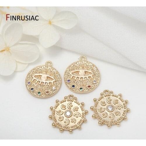 14K Real Gold Plated Round Pendant Accessories For Jewellery Making Handmade DIY Jewelry Craft