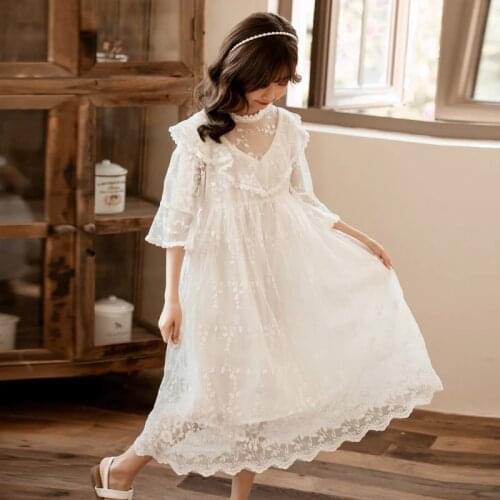 Summer Baby Girls Lace Dress Child Wedding Flower Girl Dress 2020 New Cute Flare Sleeve Birthday Party Princess Dress