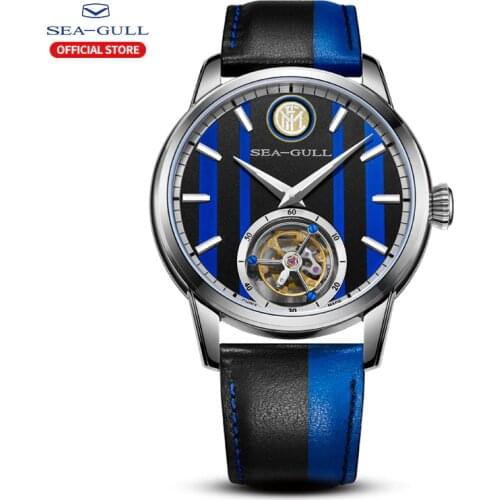 Seagull Manual Tourbillon Mechanical Watch Luxury Brand Mens Business Watch Inter Milan Limited Commemorative Watch 6110