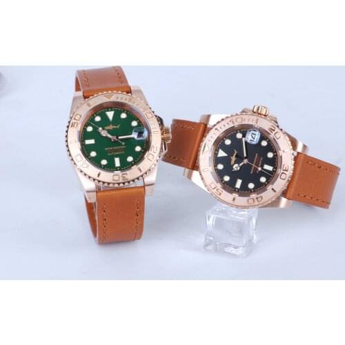 HEIMDALLR Mens Diver Bronze Watch Sapphire 40mm Green Dial Sapphire 30Bar NH35A Automatic Movement Mechanical Watches