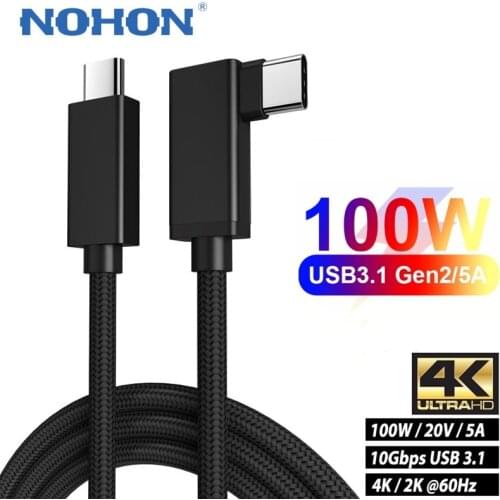 NOHON 3m USB C to Type C Cable For Macbook Pro 5A E-MARK PD 100W USB 3.1 Gen 2 10Gbps 4K 60Hz Video Cable For Computer Laptops