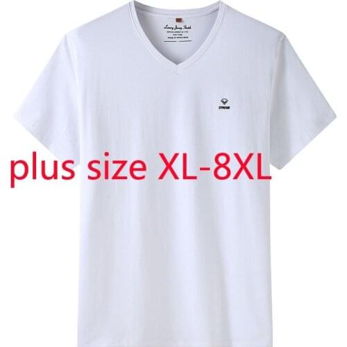 New Arrival Super Large Summer Men Fashion Casual Short Sleeve Knitted V-neck T Shirt Plus Size XL 2XL 3XL 4XL 5XL 6XL 7XL 8XL