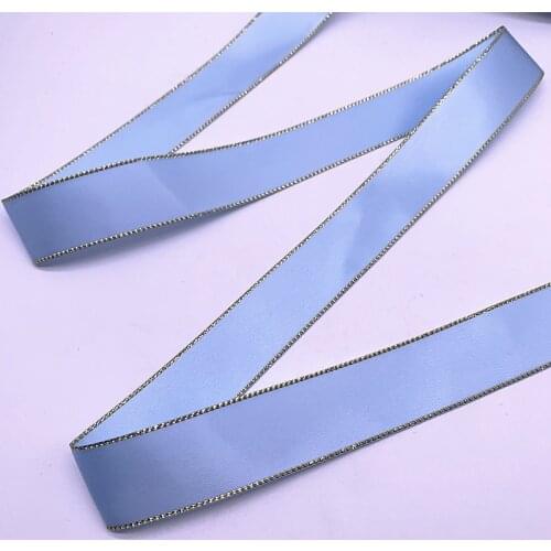 New 10mm-38mm Double Face Satin Ribbon Hight Quality Gold Edge Polyester Ribbon DIY Wedding Christmas Decoration Packing #17