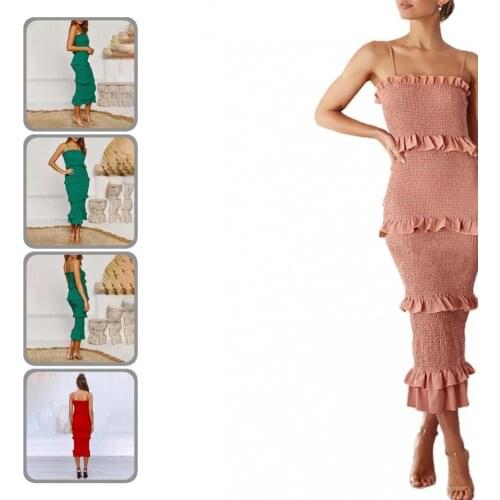 Skinny Summer Solid Color Spaghetti Straps Bodycon Dress for Dating