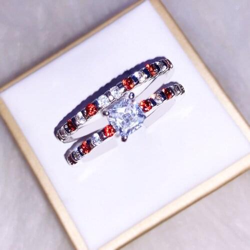 Red Zircon Engagement Ring Elegant Simple Feminine Valentines Day Romantic Gift