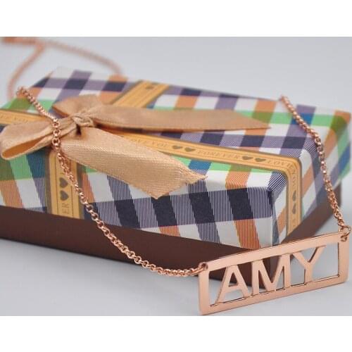 Custom Rose Gold platedd Name Necklace Personalized Capital Letter Pendent Mothers Gift