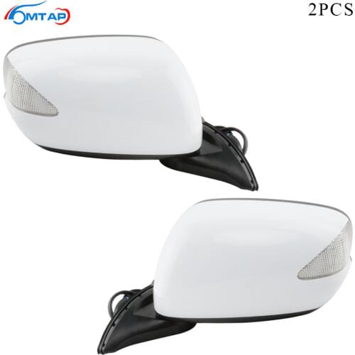 MTAP Pair Exterior Door Rearview Mirror Assy 7-PINS With Electric Folding LED For Honda Jazz Fit GE6 GE8 2009-2014 None Painted