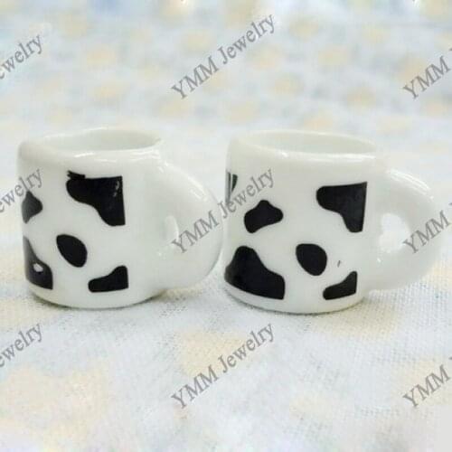 Printed ceramic cup shape charms free shipping, promotional tea cup pendants fit jewelry DIY