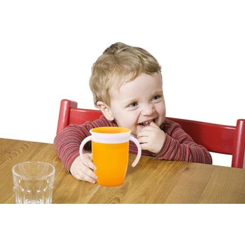 360 Degrees Can Be Rotated Toddler Convenient Learning Drinking Cup With Double Handle Flip lid Leakproof Water Bottle NBB0364