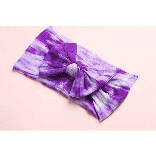 Bulk 120pc/lot Newborn Baby Girls Tie Dye Bows Nylon Headband Knotbow Elastic Wide Nylon Head wraps Toddler Headwear DHL Free