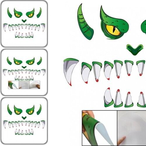 Practical Excellent Green Monsters Creative Decal Green Color Halloween Sticker Long Lasting for Bedroom