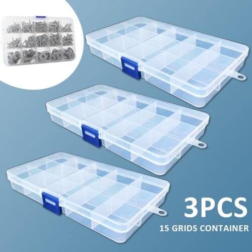 15 Grids Transparent Removable Grids Container Divider Jewelry Earrings Nail Art Beads Screw Holder Case Plastic Storage Box