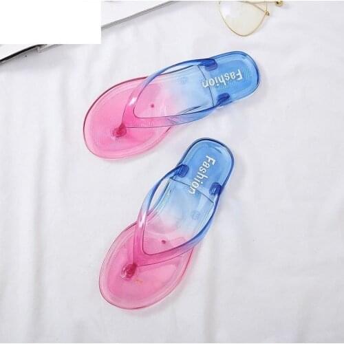 Gradient Color Crystal Sandals And Slippers Summer Ladies Wear Flip Flops Home Non-slip Couple Fashion Beach Shoes