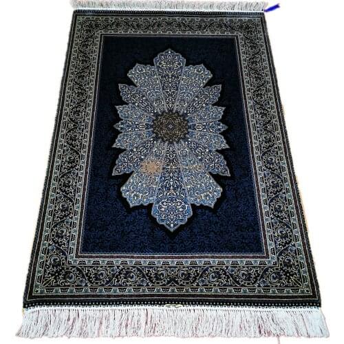 Seeykeep™ 3x4.5ft Silk Handknotted Exquisite Cordoba Mezquita Dome Pattern Indigo Backcolor Rug -FC3016035