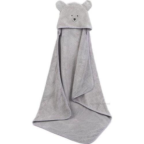 Grey cute Bear Baby Bath Towel Baby Towel Hooded Newborn Baby Blankets Newborn Velvet Swaddle Blanket Infant Towels Kids Blanket