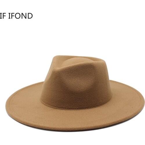 Newest Design European and American Wide Brim Party Church Fedoras Hat Autumn Winter Wool Jazz Hats Catwalk Style Felt Hat