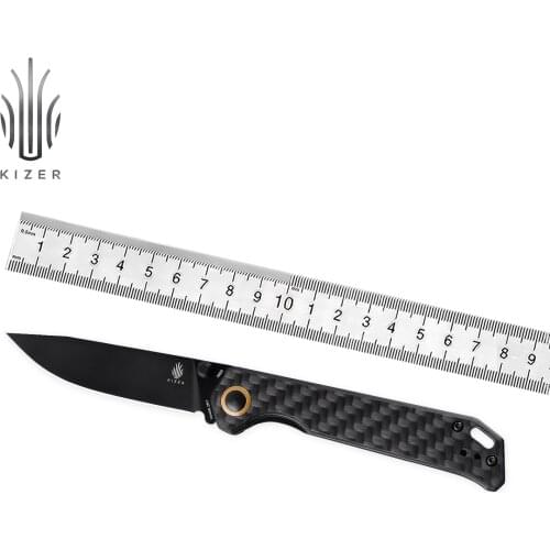 Kizer Folding Knife Begleiter V4458.2N1 Black Carbon Fiber Handle 2021 New N690 Steel Blade Knife Outdoor Camping Tools