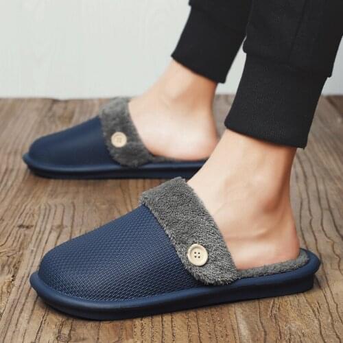 ZEEKSON New Winter Cotton Slippers Thick-soled Indoor and Outdoor Non-slip Home Warm and Velvet Cotton Shoes Baotou Slippers Men