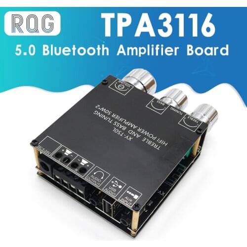 TPA3116 50W+50W 5.0 Bluetooth Subwoofer Amplifier Board 2.0 Channel High Power Audio Stereo AUX USB Bass CAR AMP 12v 24v