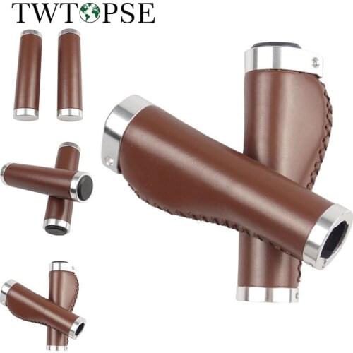 TWTOPSE Cycling Bicycle Bike Leather Retro Handle Lock On Grips Retro Mountain Bike Handlebar Cover Bike Accessories 2021 New