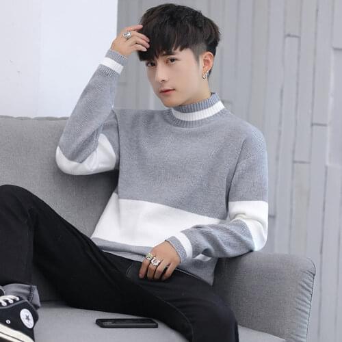 Spring Sweater Men Korean-style High Collar Sweater Yarn Clothes