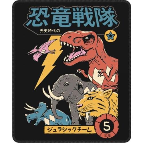 Dino Sentai Vintage Mouse Pad Japan Retro Dinosaur Monster Kaiju Manga with Locking Edge MousePad Rubber Office Home Deco Mat